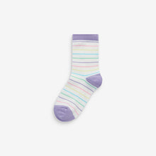 Load image into Gallery viewer, Colourful 7 Pack Cotton Rich Spot Stripe Ankle Socks (Older Girls