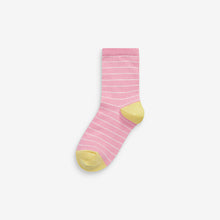 Load image into Gallery viewer, Colourful 7 Pack Cotton Rich Spot Stripe Ankle Socks (Older Girls