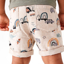 Load image into Gallery viewer, Neutral Print Linen Blend Pull-On Shorts (3mths-5yrs)