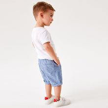 Load image into Gallery viewer, Blue Linen Blend Pull-On Shorts (3mths-5yrs)