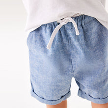 Load image into Gallery viewer, Blue Linen Blend Pull-On Shorts (3mths-5yrs)