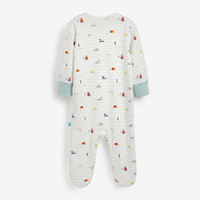 Load image into Gallery viewer, Mint Green Transport Print Baby Sleepsuits 3 Pack (0mths-18mths)