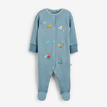 Load image into Gallery viewer, Mint Green Transport Print Baby Sleepsuits 3 Pack (0mths-18mths)