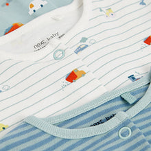 Load image into Gallery viewer, Mint Green Transport Print Baby Sleepsuits 3 Pack (0mths-18mths)