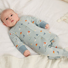 Load image into Gallery viewer, Mint Green Transport Print Baby Sleepsuits 3 Pack (0mths-18mths)