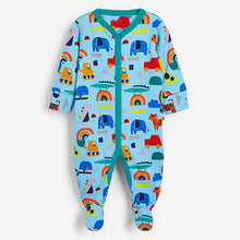 Load image into Gallery viewer, Bright 3 Pack Embroidered Baby Sleepsuits (0mths-18mths)