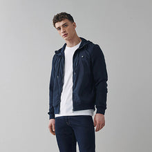 Load image into Gallery viewer, Navy Blue Jersey Sleeve Hybrid Hooded Jacket