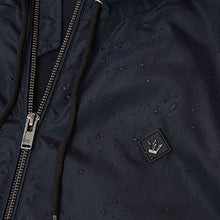 Load image into Gallery viewer, Navy Blue Jersey Sleeve Hybrid Hooded Jacket