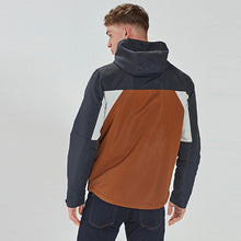 Load image into Gallery viewer, Navy Blue /Tan Brown Shower Resistant Jacket