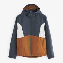 Load image into Gallery viewer, Navy Blue /Tan Brown Shower Resistant Jacket