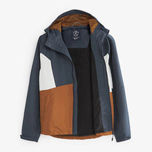 Load image into Gallery viewer, Navy Blue /Tan Brown Shower Resistant Jacket