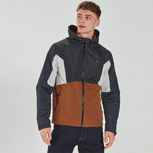 Load image into Gallery viewer, Navy Blue /Tan Brown Shower Resistant Jacket