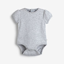 Load image into Gallery viewer, Pink/Cream Pointelle 5 Pack Short Sleeve Baby Bodysuits (0mths-12mths)