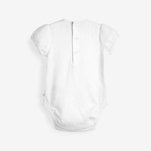 Load image into Gallery viewer, Pink/Cream Pointelle 5 Pack Short Sleeve Baby Bodysuits (0mths-12mths)