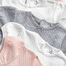 Load image into Gallery viewer, Pink/Cream Pointelle 5 Pack Short Sleeve Baby Bodysuits (0mths-12mths)