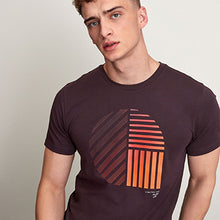 Load image into Gallery viewer, Burgundy Red Linear Circle Regular Fit Graphic T-Shirt