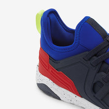 Load image into Gallery viewer, Navy Blue/ Red Elastic Lace Trainers (Older Boys)