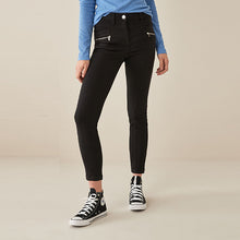 Load image into Gallery viewer, Black Zip Detail Skinny Trousers