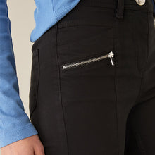 Load image into Gallery viewer, Black Zip Detail Skinny Trousers