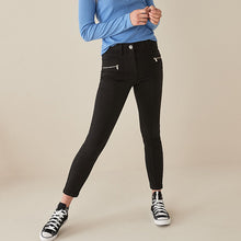 Load image into Gallery viewer, Black Zip Detail Skinny Trousers