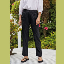 Load image into Gallery viewer, Black Linen Blend Taper Trousers