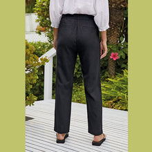 Load image into Gallery viewer, Black Linen Blend Taper Trousers