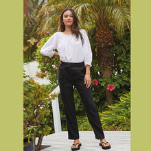 Load image into Gallery viewer, Black Linen Blend Taper Trousers