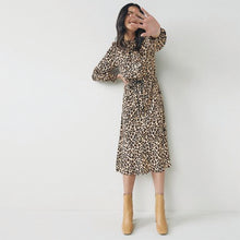 Load image into Gallery viewer, Animal Print Long Sleeve Midi Dress