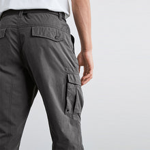 Load image into Gallery viewer, Charcoal Grey Long Length Belted Cargo Shorts