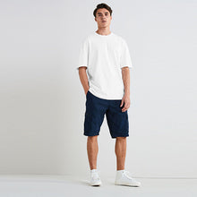 Load image into Gallery viewer, Navy Belted Cargo Shorts