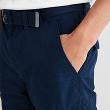 Load image into Gallery viewer, Navy Belted Cargo Shorts