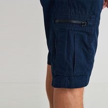 Load image into Gallery viewer, Navy Belted Cargo Shorts
