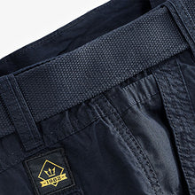Load image into Gallery viewer, Navy Belted Cargo Shorts
