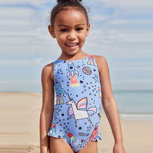 Load image into Gallery viewer, Unicorn Blue Swimsuit (3mths-5yrs)