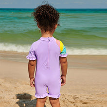 Load image into Gallery viewer, Lilac Purple Applique Character Swimsuit (3mths-6yrs)