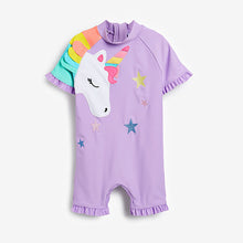 Load image into Gallery viewer, Lilac Purple Applique Character Swimsuit (3mths-6yrs)