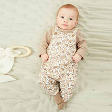 Load image into Gallery viewer, Neutral Bear Print 2 Piece Dungarees And Bodysuit Set (0mths-18mths)