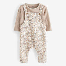 Load image into Gallery viewer, Neutral Bear Print 2 Piece Dungarees And Bodysuit Set (0mths-18mths)