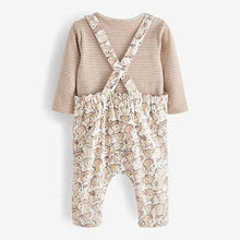 Load image into Gallery viewer, Neutral Bear Print 2 Piece Dungarees And Bodysuit Set (0mths-18mths)