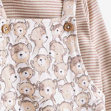 Load image into Gallery viewer, Neutral Bear Print 2 Piece Dungarees And Bodysuit Set (0mths-18mths)