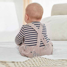 Load image into Gallery viewer, Brown /Stone Zebra Print 2 Piece Dungarees And Bodysuit Set (0mths-18mths)