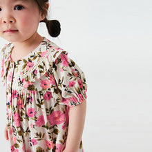 Load image into Gallery viewer, Pink Floral Printed Collar Dress (3mths-6yrs)