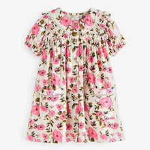 Load image into Gallery viewer, Pink Floral Printed Collar Dress (3mths-6yrs)