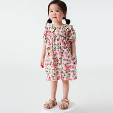 Load image into Gallery viewer, Pink Floral Printed Collar Dress (3mths-6yrs)