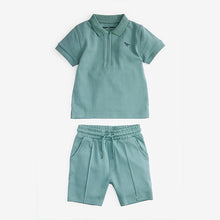 Load image into Gallery viewer, Mineral Green Polo Shirt and Shorts Set (3mths-5yrs)