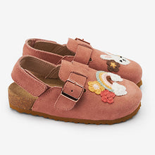 Load image into Gallery viewer, Pink Leather Crochet Character Clog Shoes (Younger Girls)