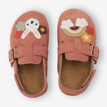 Load image into Gallery viewer, Pink Leather Crochet Character Clog Shoes (Younger Girls)