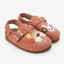 Load image into Gallery viewer, Pink Leather Crochet Character Clog Shoes (Younger Girls)
