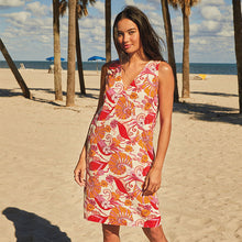 Load image into Gallery viewer, Pink/Red Print Linen Blend Summer Shift Dress