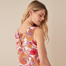 Load image into Gallery viewer, Pink/Red Print Linen Blend Summer Shift Dress